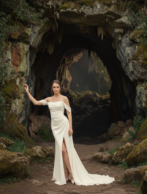 Hasított ejtett vállas sellő menyasszonyi ruha Hasított ejtett vállas sellő menyasszonyi ruha