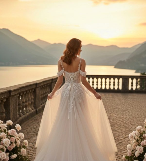 Romantikus A-vonalú menyasszonyi ruha Romantikus A-vonalú menyasszonyi ruha