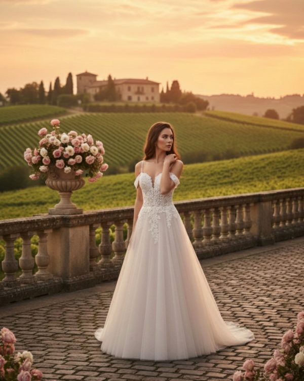 Romantikus és hercegnős stílusú menyasszonyi ruha Romantikus és hercegnős stílusú menyasszonyi ruha