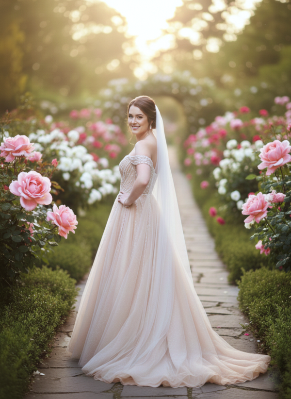 Nude árnyalatú csillámló tüll menyasszonyi ruha Nude árnyalatú csillámló tüll menyasszonyi ruha