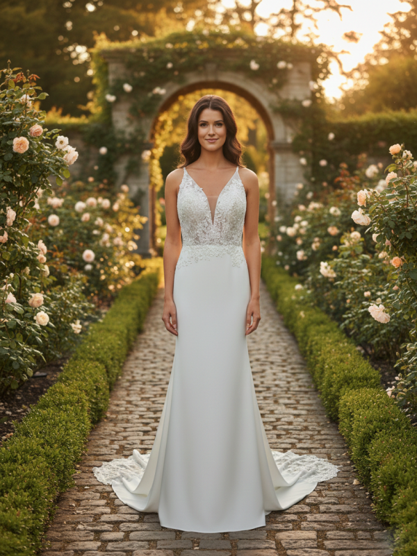 Karcsúsított alakkövető esküvői ruha Karcsúsított alakkövető esküvői ruha