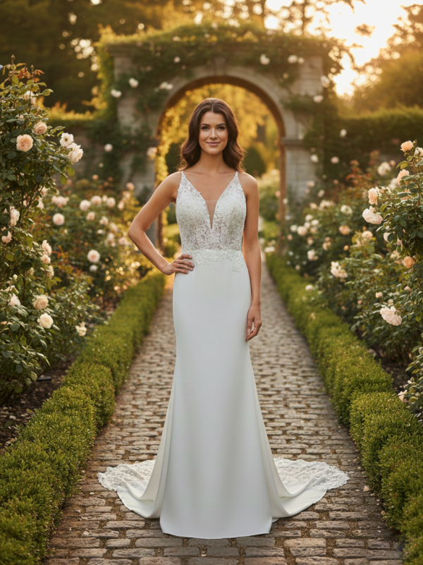 Karcsúsított alakkövető esküvői ruha Karcsúsított alakkövető esküvői ruha