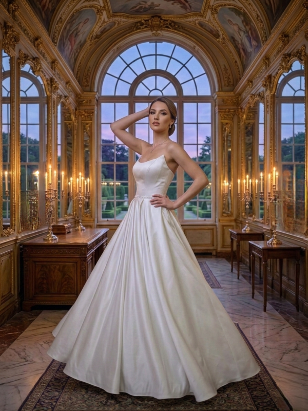 Pánt nélküli szatén esküvői ruha Pánt nélküli szatén esküvői ruha