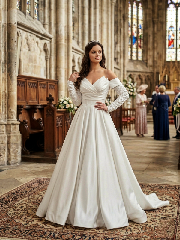 Redőzött Szatén Menyasszonyi Ruha Redőzött Szatén Menyasszonyi Ruha