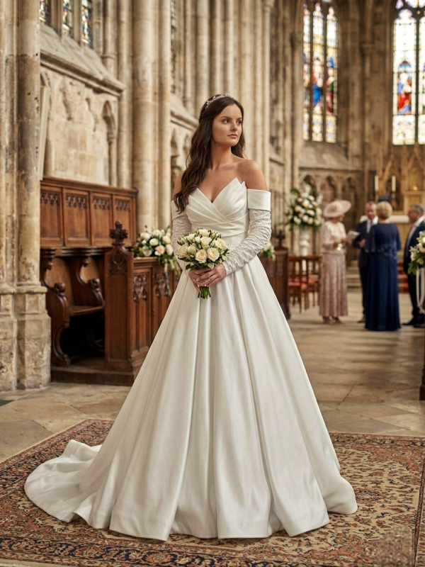 Redőzött Szatén Menyasszonyi Ruha Redőzött Szatén Menyasszonyi Ruha