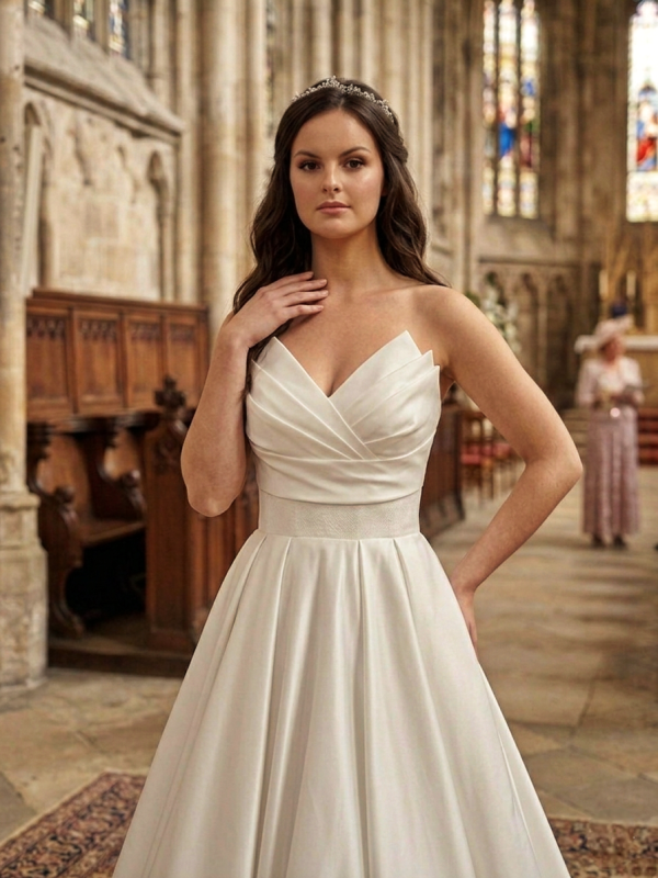 Redőzött Szatén Menyasszonyi Ruha Redőzött Szatén Menyasszonyi Ruha