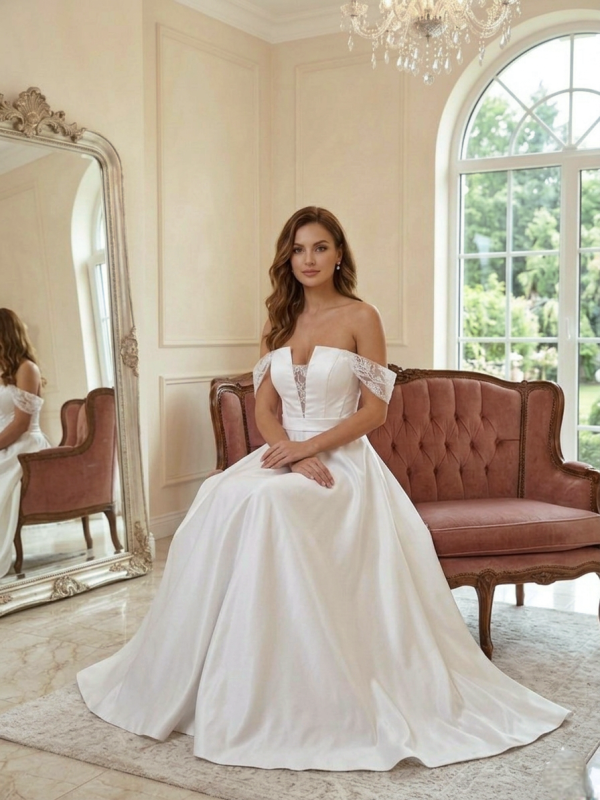 Ejtett Vállú Szatén Menyasszonyi Ruha Ejtett Vállú Szatén Menyasszonyi Ruha