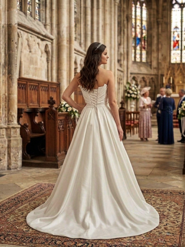 Redőzött Szatén Menyasszonyi Ruha Redőzött Szatén Menyasszonyi Ruha