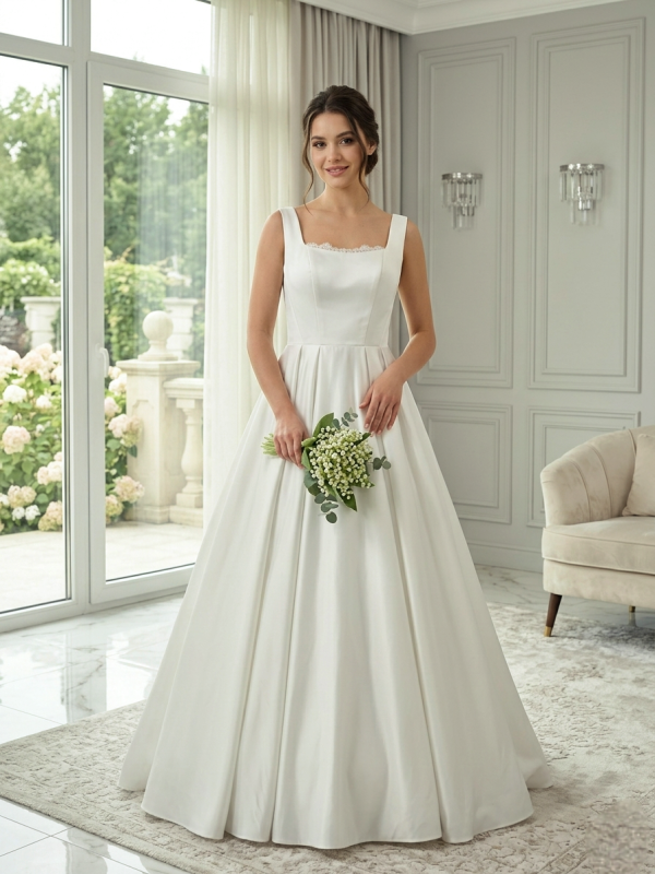 Letisztult Mikádó Selyem Menyasszonyi Ruha Letisztult Mikádó Selyem Menyasszonyi Ruha