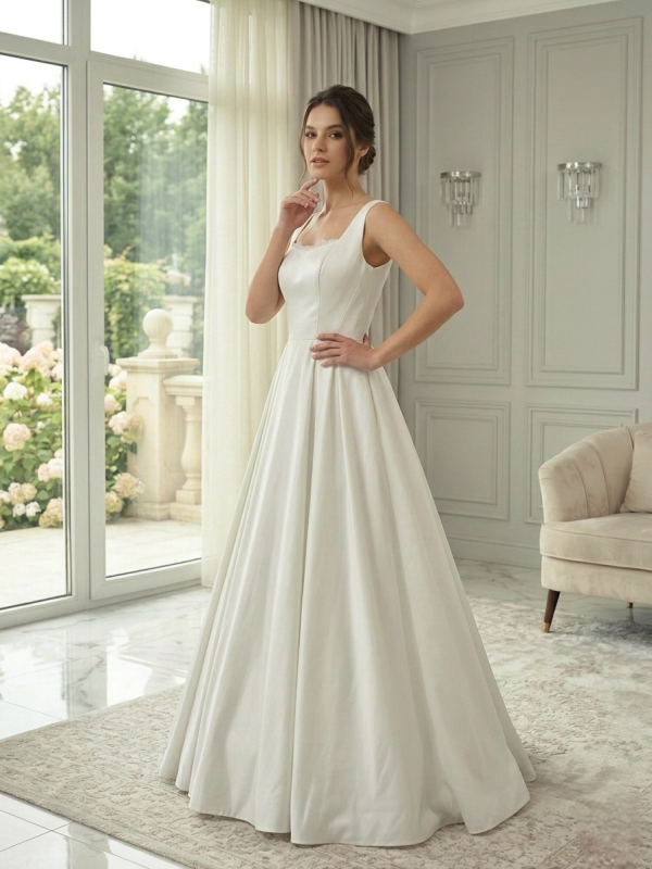 Letisztult Mikádó Selyem Menyasszonyi Ruha Letisztult Mikádó Selyem Menyasszonyi Ruha