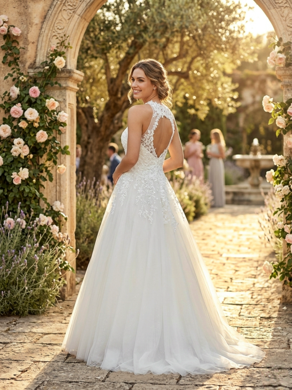 Illúzió Nyakvonalas Csipkés Menyasszonyi Ruha Illúzió Nyakvonalas Csipkés Menyasszonyi Ruha