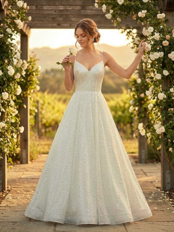 Csillogó Tüll Menyasszonyi Ruha Csillogó Tüll Menyasszonyi Ruha