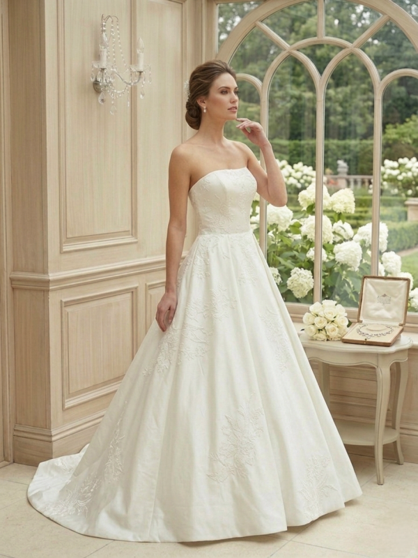 Csipkés Mikádó Selyem Menyasszonyi Ruha Csipkés Mikádó Selyem Menyasszonyi Ruha