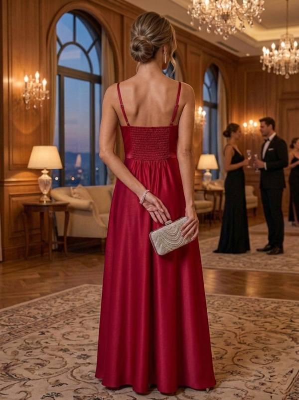 Elegáns bordó szatén menyecske ruha Elegáns bordó szatén menyecske ruha