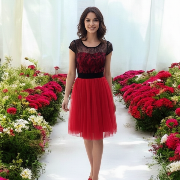 Fekete csipkés menyecske ruha