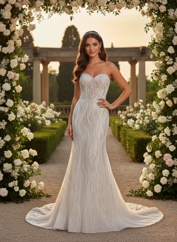 Elegáns és nőies menyasszonyi ruha