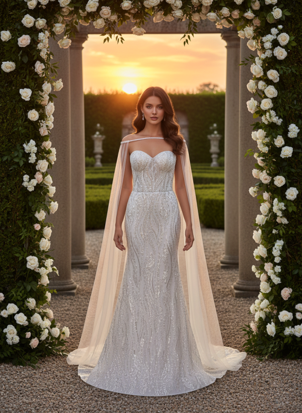 Elegáns és nőies menyasszonyi ruha