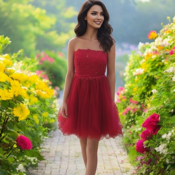 Pánt nélküli tüll menyecske ruha