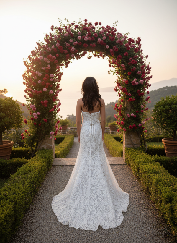 nyakpántos csipke menyasszonyi ruha