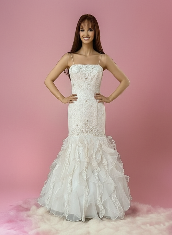 Félsellő tört fehér menyasszonyi ruha