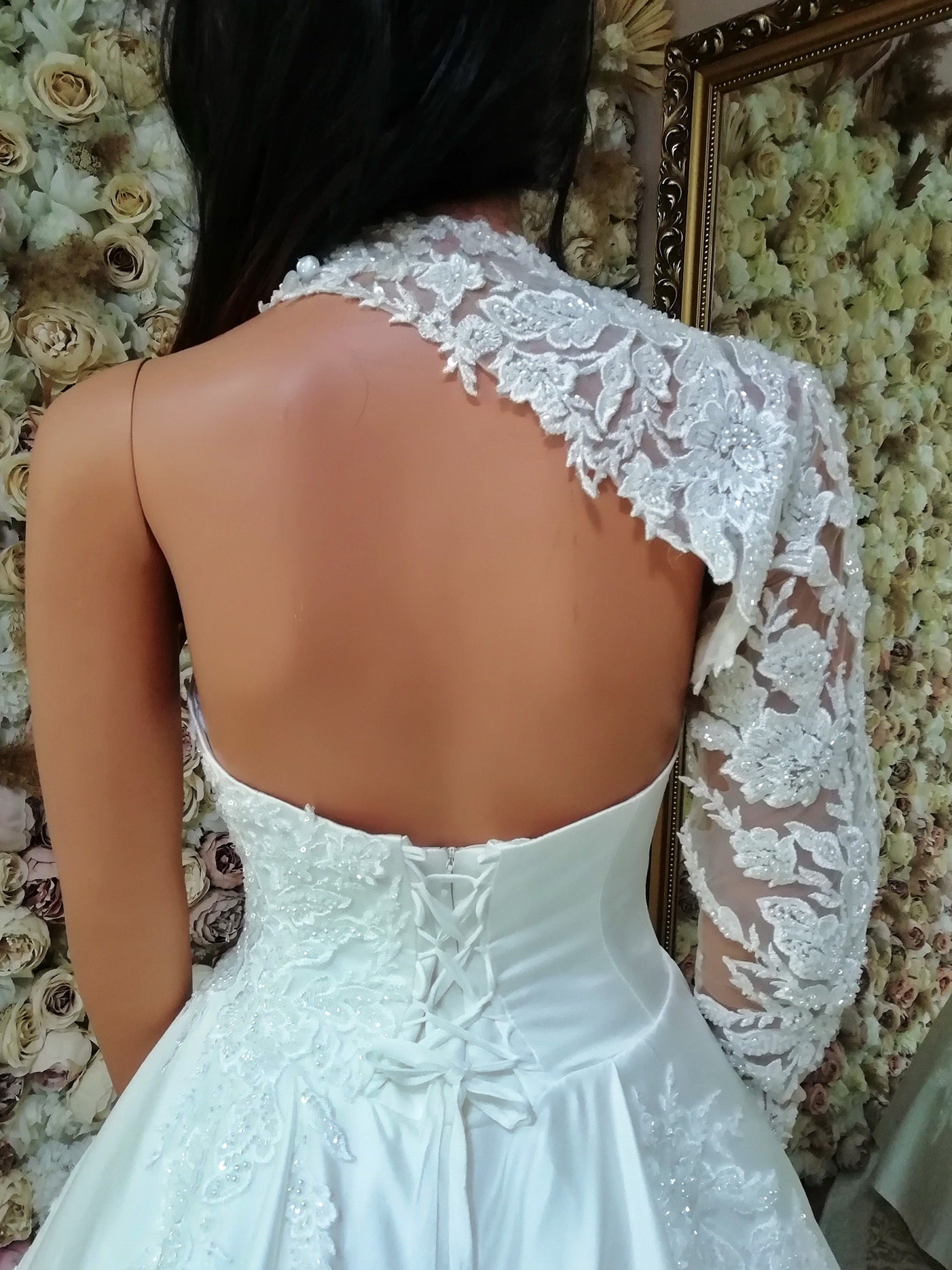 févállas szatén menyasszonyi ruha-2
