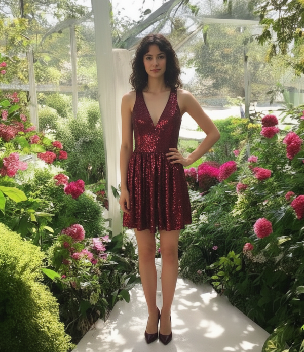 Bordó flitteres rővid menyecske ruha