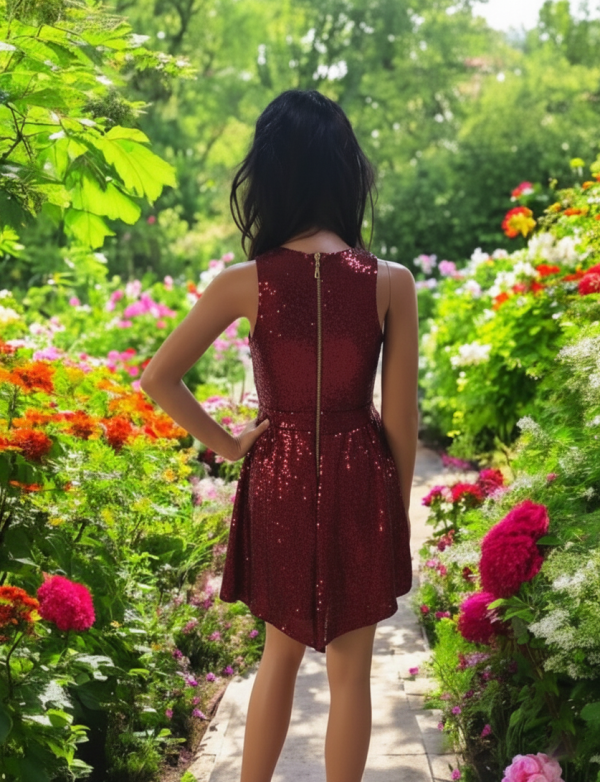 Bordó flitteres rővid menyecske ruha