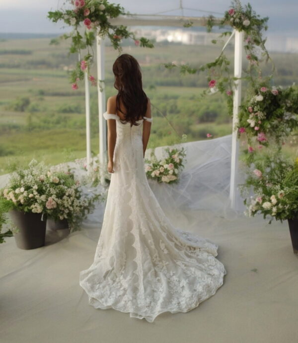 Csipke sellő menyasszonyi ruha