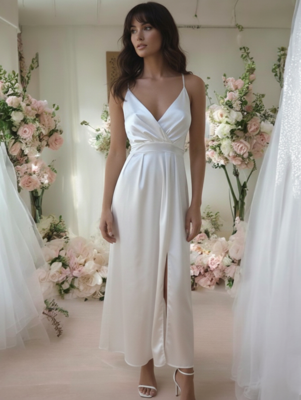 hasított vékony soft selyem menyasszonyi ruha