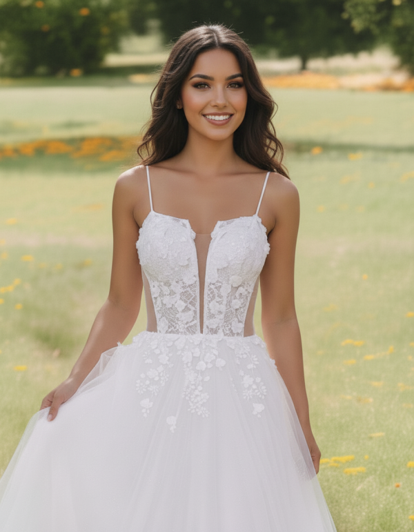 3d virágos tüll menyasszonyi ruha