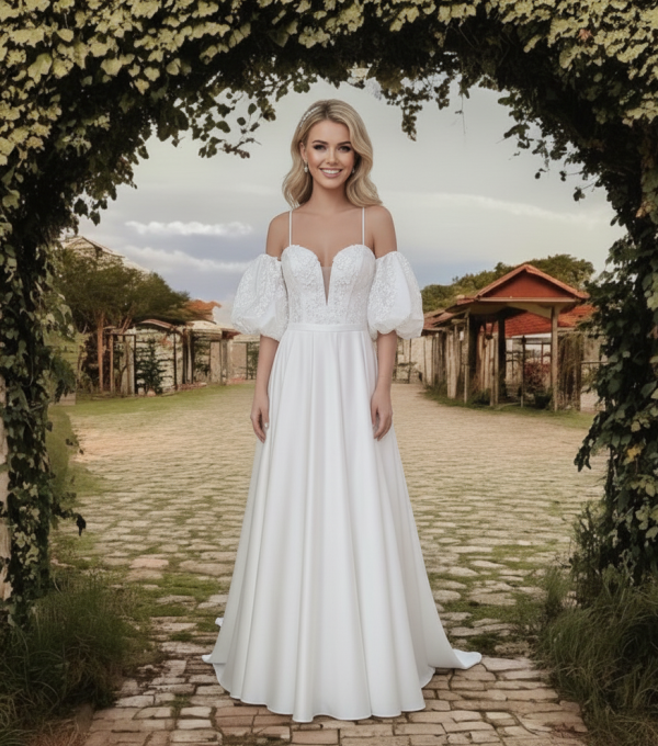 3d virágos szatén menyasszonyi ruha