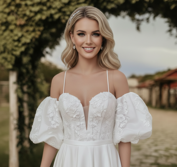 3d virágos szatén menyasszonyi ruha