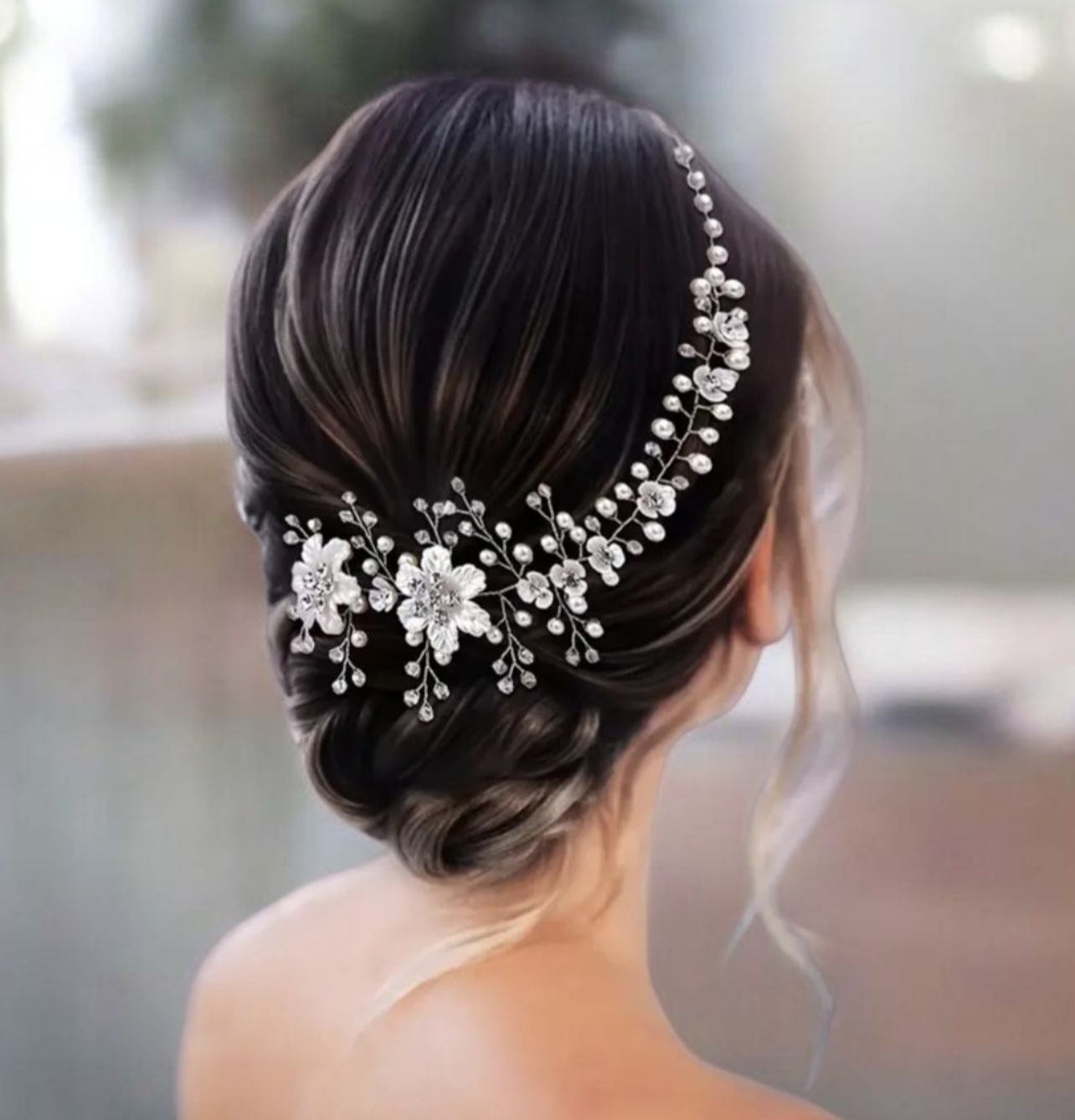 Virágos menyasszonyi fejdísz