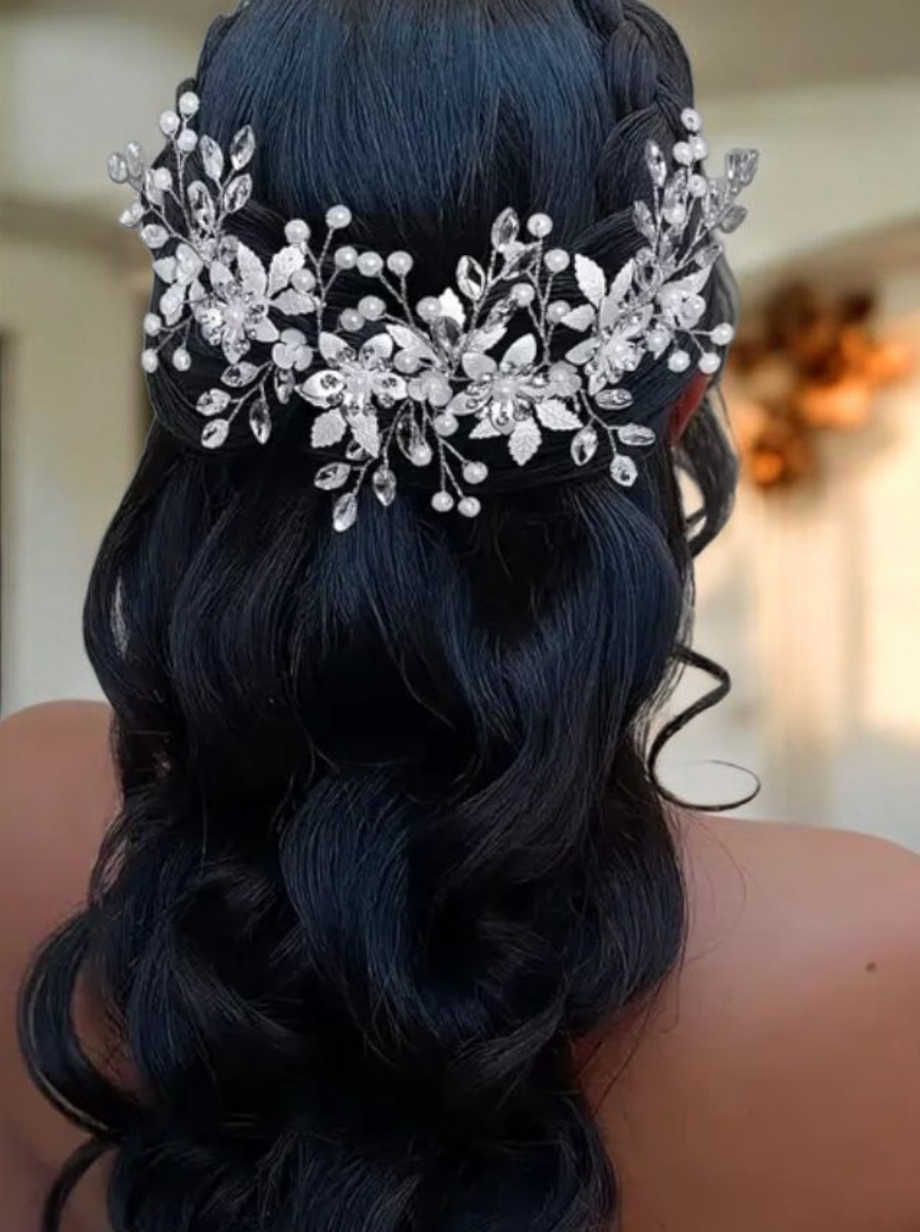 Virágos menyasszonyi fejdísz