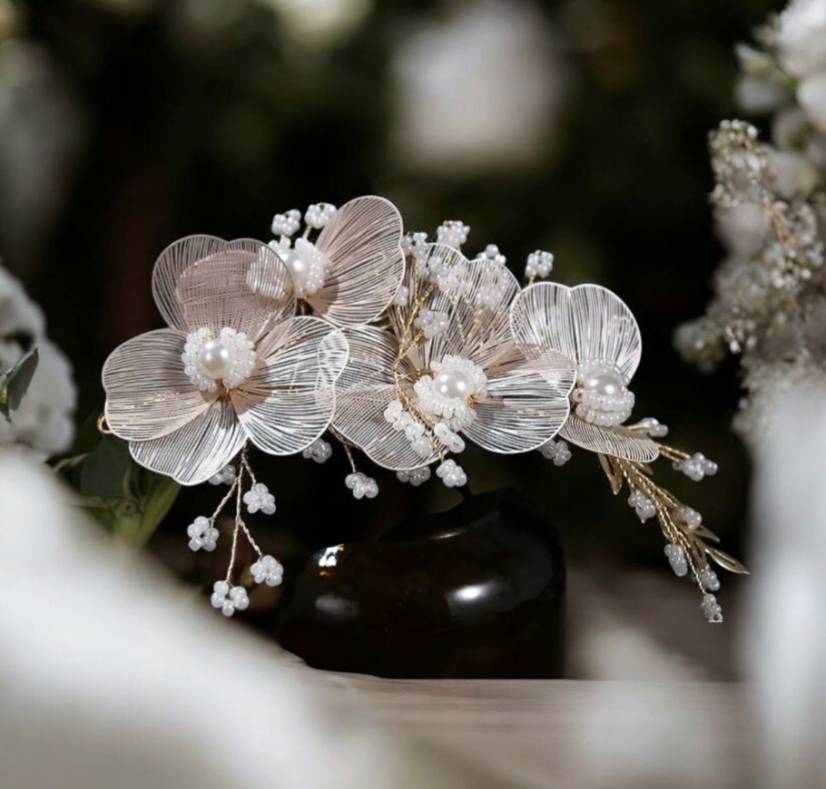 Ezüst menyasszonyi fejdísz