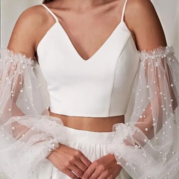 Gyöngyös menyasszonyi kesztyű ujj