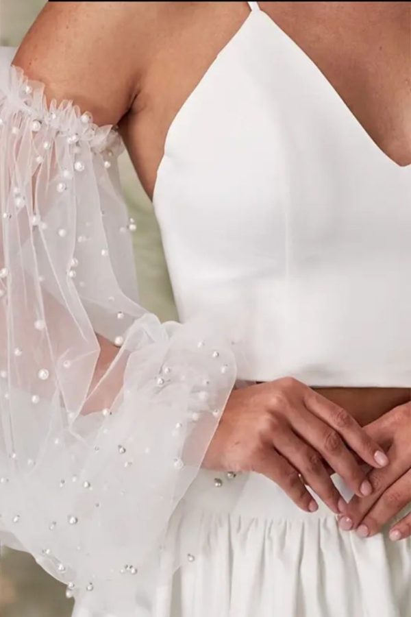 Gyöngyös menyasszonyi kesztyű ujj