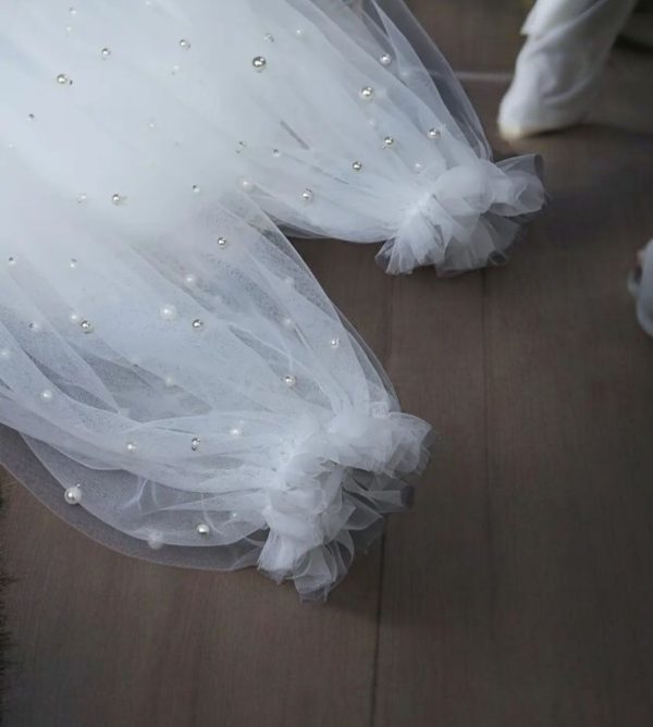 Gyöngyös menyasszonyi kesztyű ujj