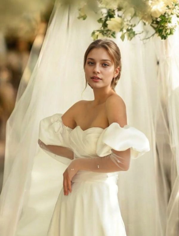 Hosszú menyasszonyi kesztyű ujj