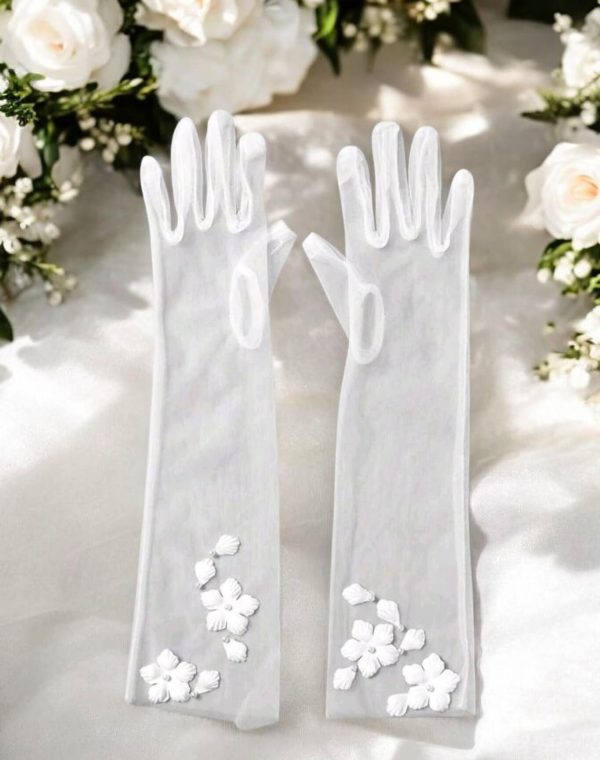 Virágos menyasszonyi kesztyű