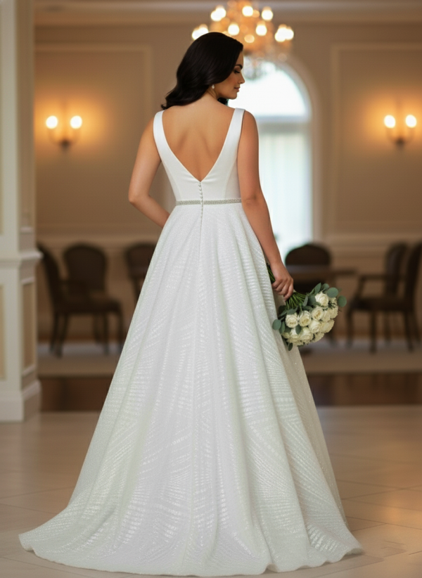 Csillogó zárt menyasszonyi ruha