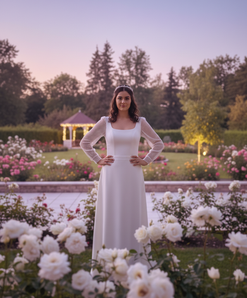 Klasszikus letisztult vonalú esküvői ruha