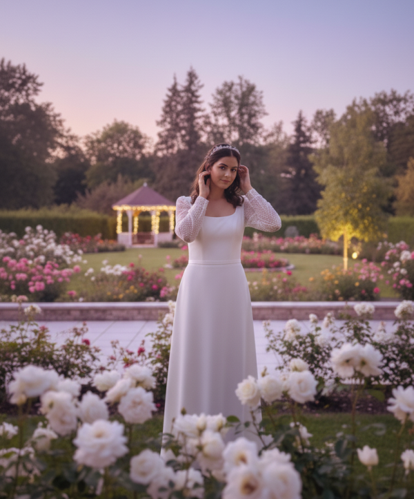 Klasszikus letisztult vonalú esküvői ruha