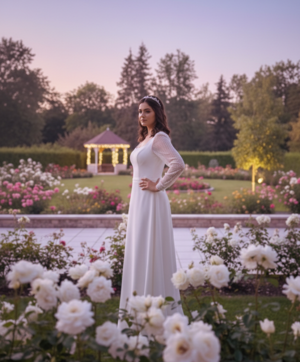 Klasszikus letisztult vonalú esküvői ruha