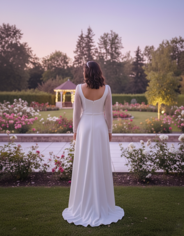 Klasszikus letisztult vonalú esküvői ruha