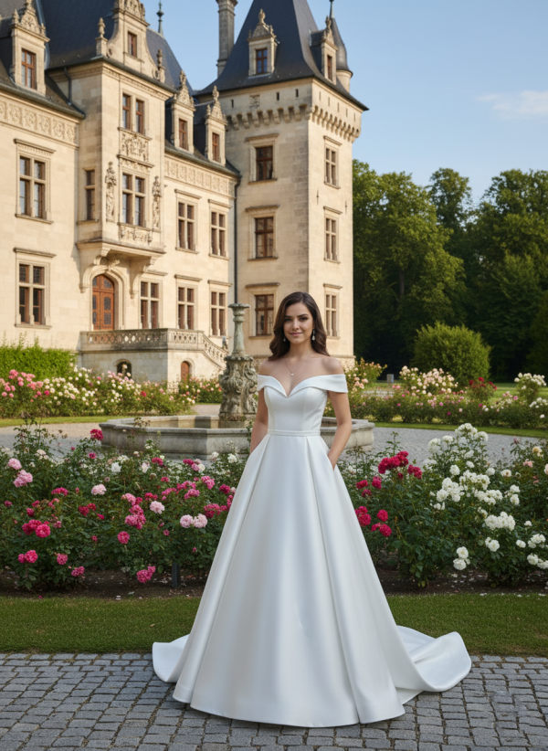 elegáns és hercegnős esküvői ruha