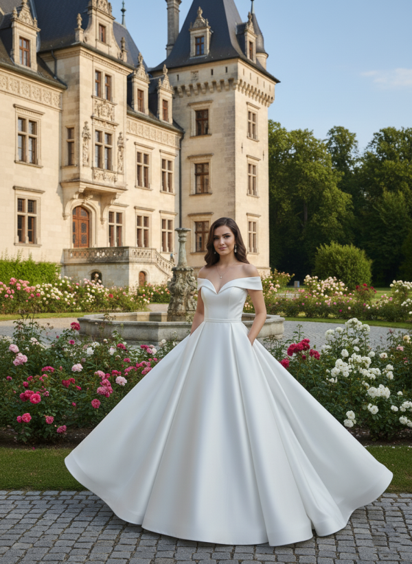 elegáns és hercegnős esküvői ruha