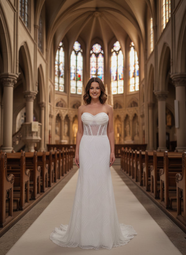 Gyönyörű klasszikus mégis modern esküvői ruha