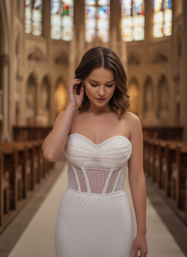 Gyönyörű klasszikus mégis modern esküvői ruha