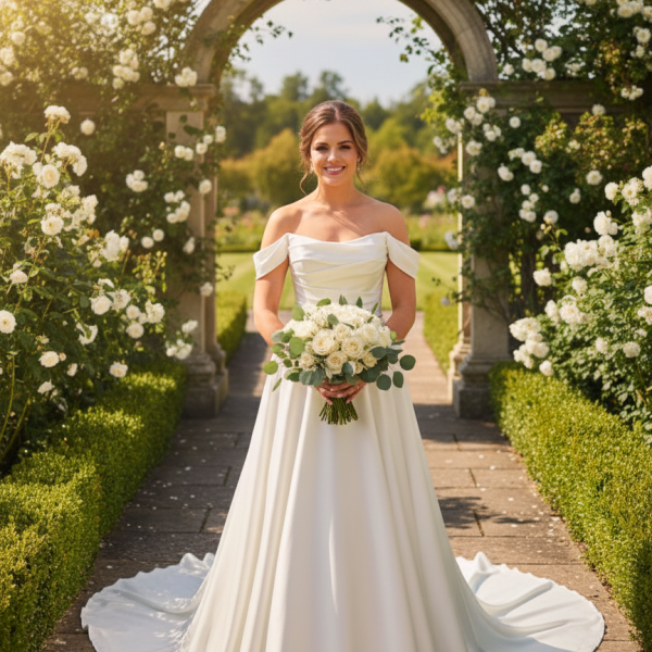 Klasszikus A-vonalú szabású menyasszonyi ruha